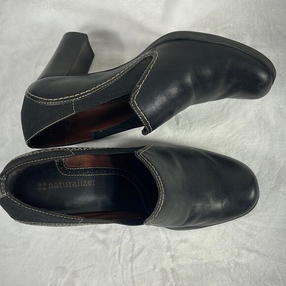Naturalizer Leather and Flex Chunk Heel Black Shoe Size 6.  Classic and Cute! - Picture 11 of 15